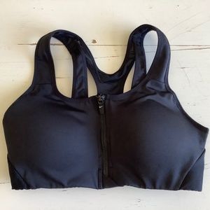 Nike Dri-fit Front Zip clasp high impact Black Sports Bra Small